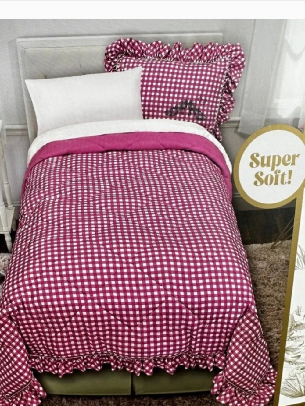 Comforter and Pillow sham with embroidered shoes on sham. NWT!
